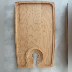 CRATE&BARREL Wooden Cocktail Glass Appetizer Snack Trays Wine & Dine Set 6